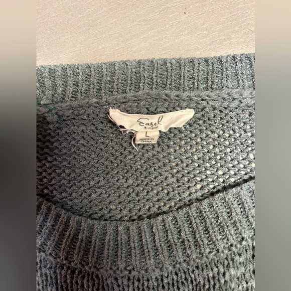 Easel Sweater Womens‎ Size Large Light Weight Stretchy Gray And Cream Boho - Picture 3 of 12